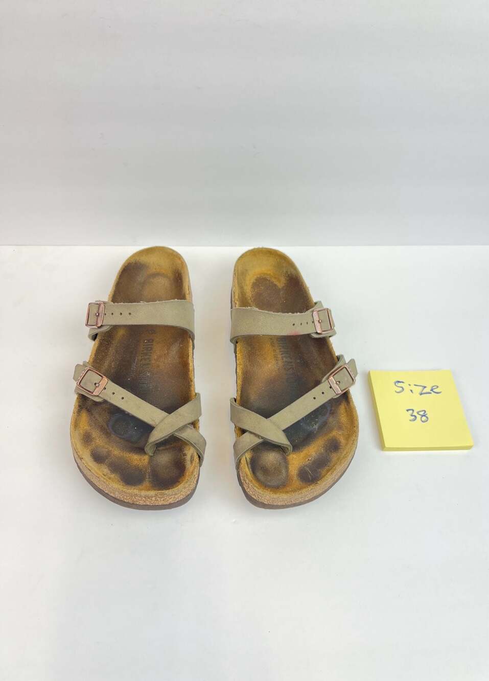 Birkenstock Mayari Oiled Leather Sandals in Stone/Taupe US 7.5 Euro 38 - Picture 3 of 6